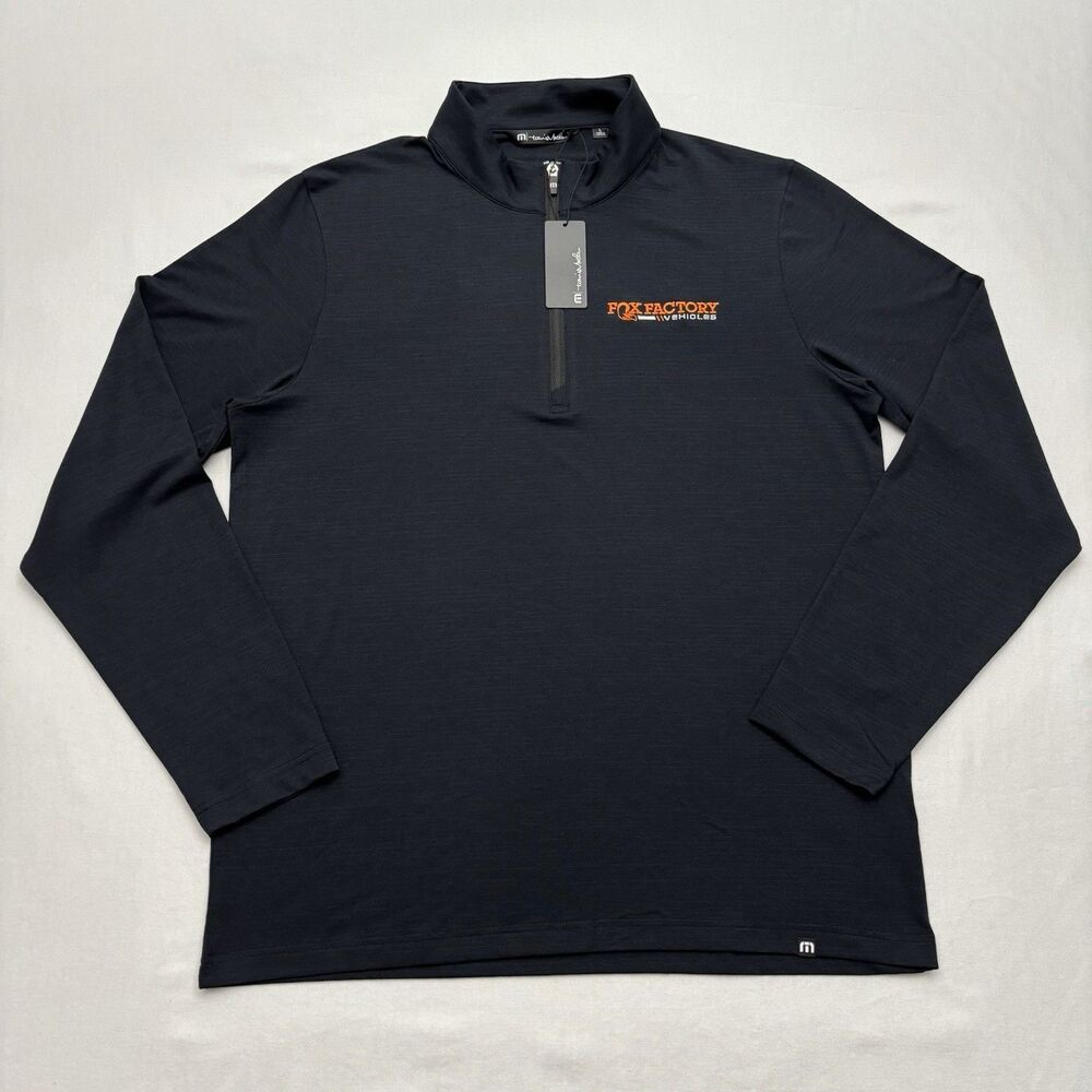 NEW Travis Mathew Crestview 1/4 Zip Black L Performance Preppy Golf Fox Factory